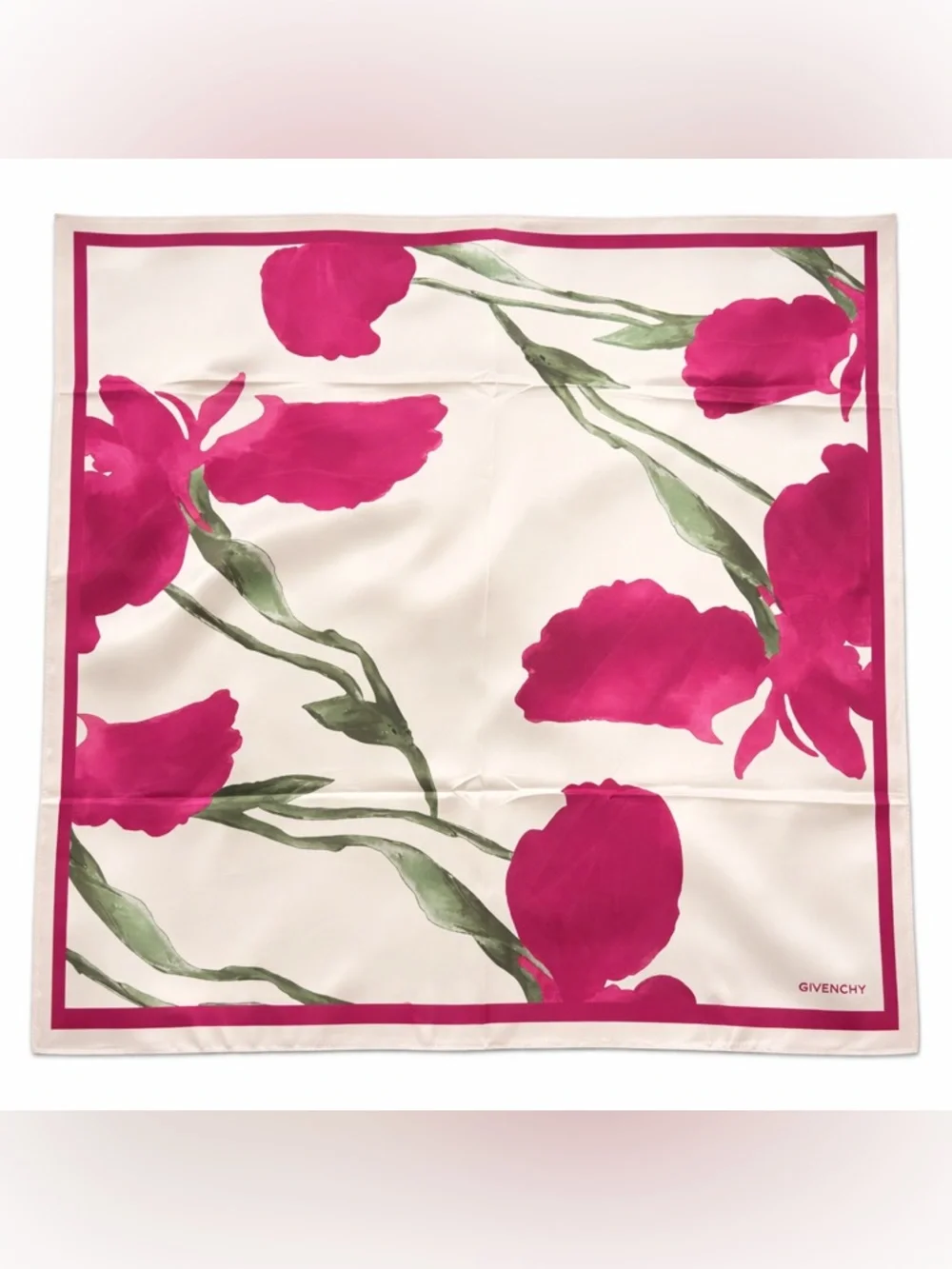 GIVENCHY luxury vibes pink white floral 35x35 inch scarf‼️LAST ONE LEFT